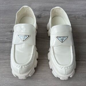 White Chunky Sole Loafers